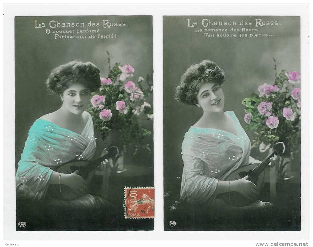 SERIE 6 CPA FANTAISIES FEMME - La Chanson Des Roses - Femmes