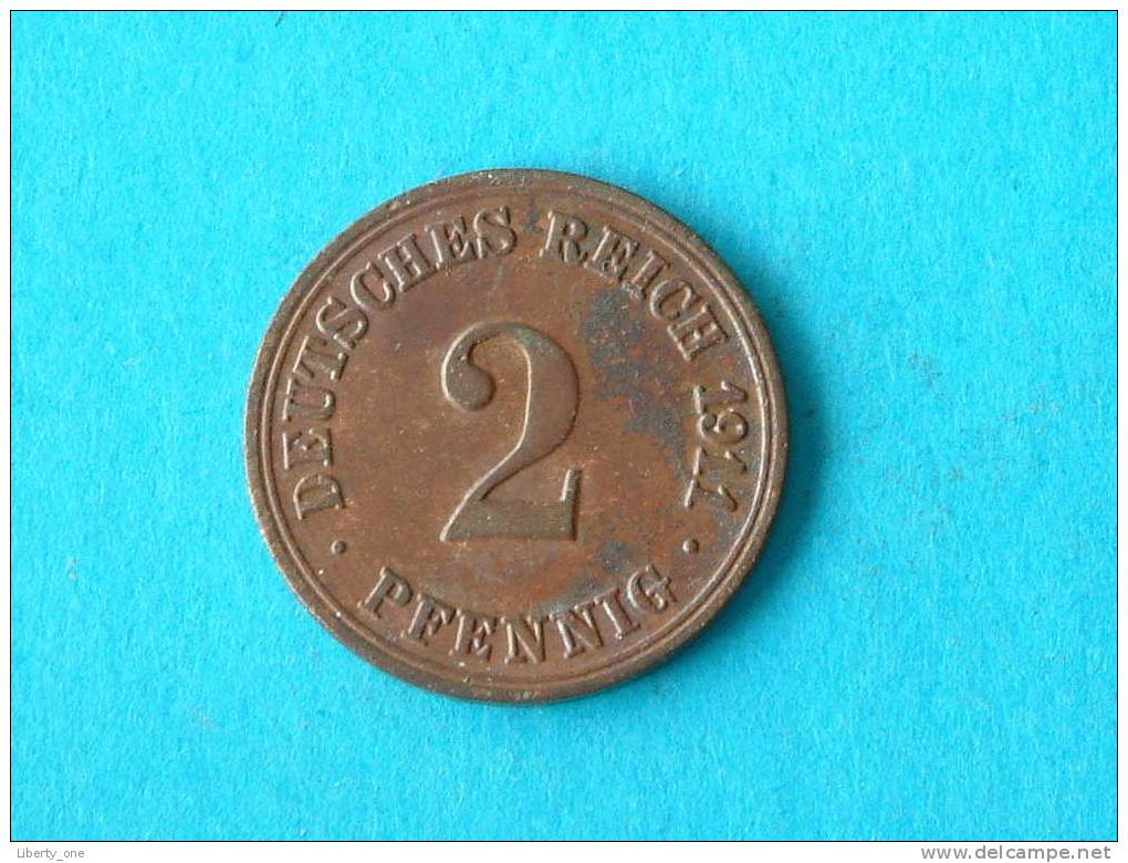 1911 A - 2 PFENNIG / KM 16 ( For Grade, Please See Photo ) ! - 2 Pfennig