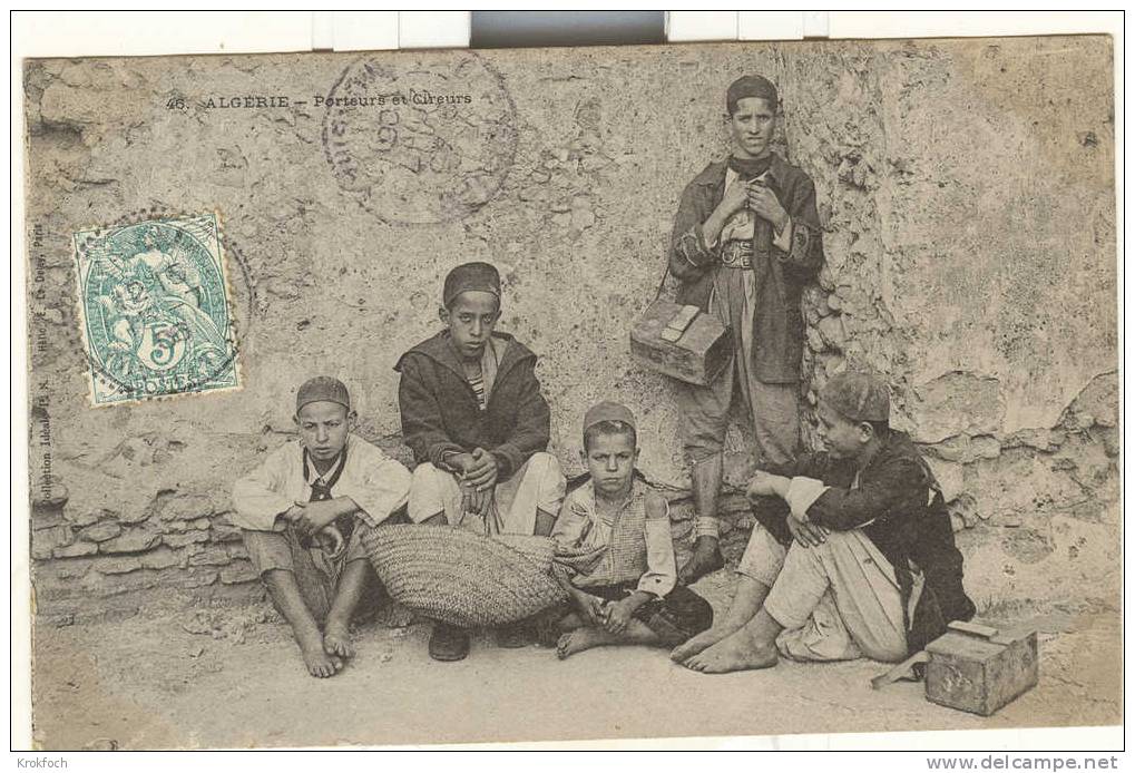 Algérie - Enfants Porteurs Et Cireurs 1905 - Enfants