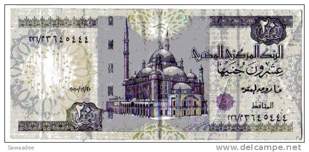 BILLET EGYPTE - P.65 (VOIR SIGNATURE) - 20 POUND - MOSQUEE MOHAMED ALI - FRESQUE ANTIQUE - CHAR DE COMBAT - Egypte