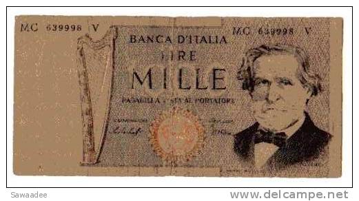 BILLET ITALIE - P.101 - 1000 LIRE - VERDI - 1.000 Lire