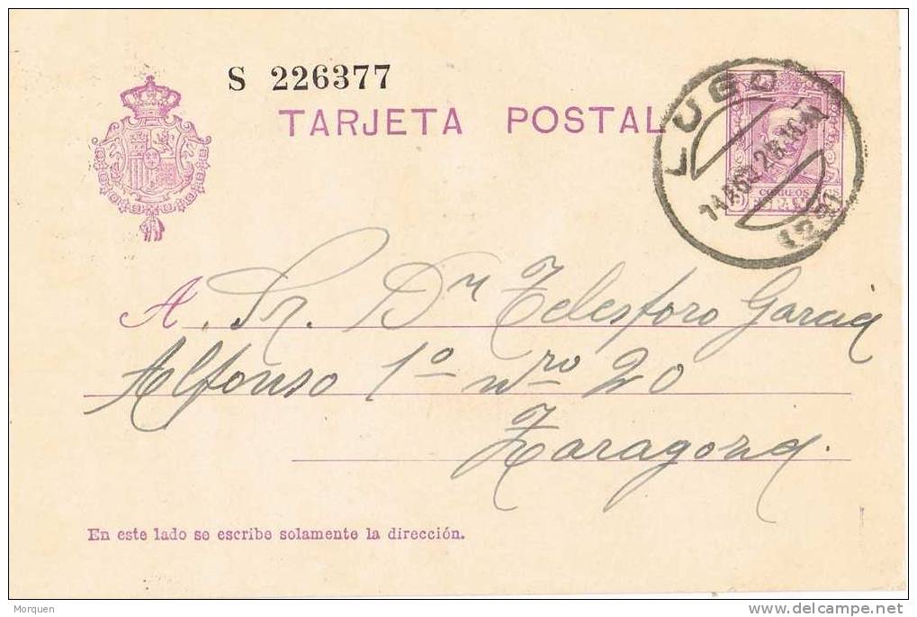 Entero Postal LUGO 1928. Alfonso XIII - 1850-1931