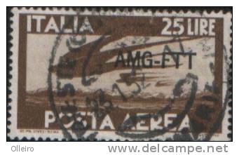 Italia-Emissione Trieste Zona A 1947 Posta Aerea Valore Da  25L Usato - Oblitérés