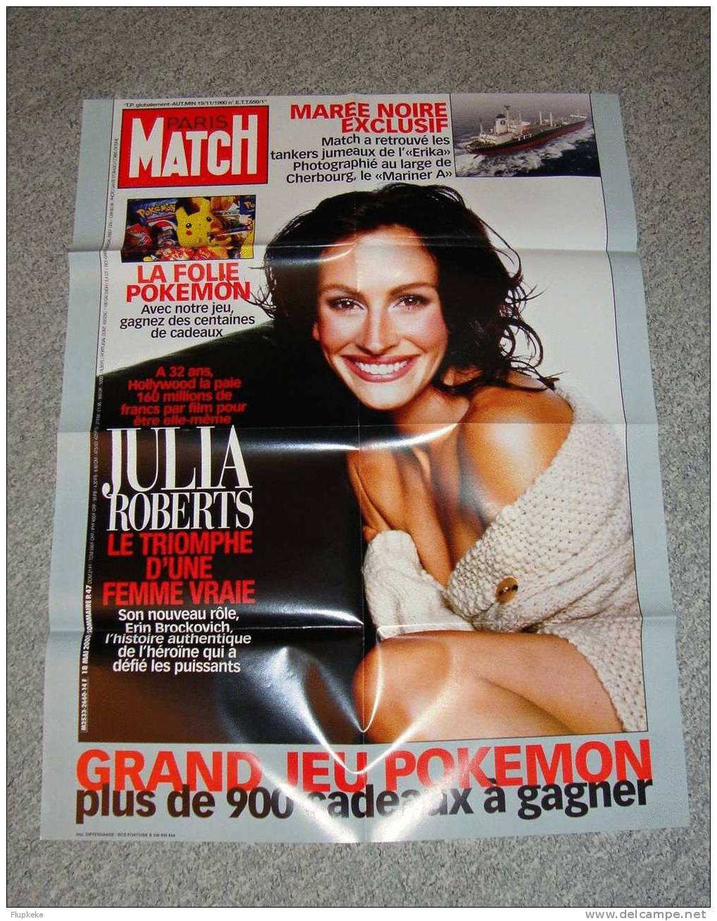 Affiche Paris Match Julia Roberts 19 Novembre 1990 - Cinéma/Télévision