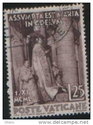 Vaticano Vatikan Vatican 1951 Dogma Dell´Assunzione Val Da 25L Usato VFU - Oblitérés