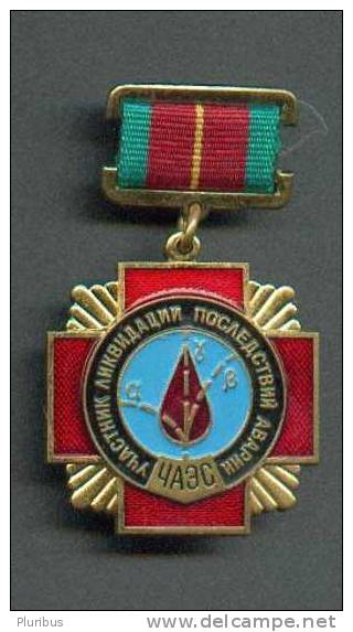 RUSSIA USSR  UKRAINE MEDAL TO THE LIQUITATOR OF CHERNOBYL NUCLEAR DISASTER, RED CROSS - Russia