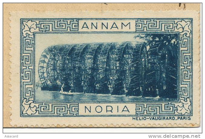 Laos Pou Sao Se Desalterant Edit Cie Coloniale Timbre Au Dos Noria Noriah Annam 1933 Moulin - Laos