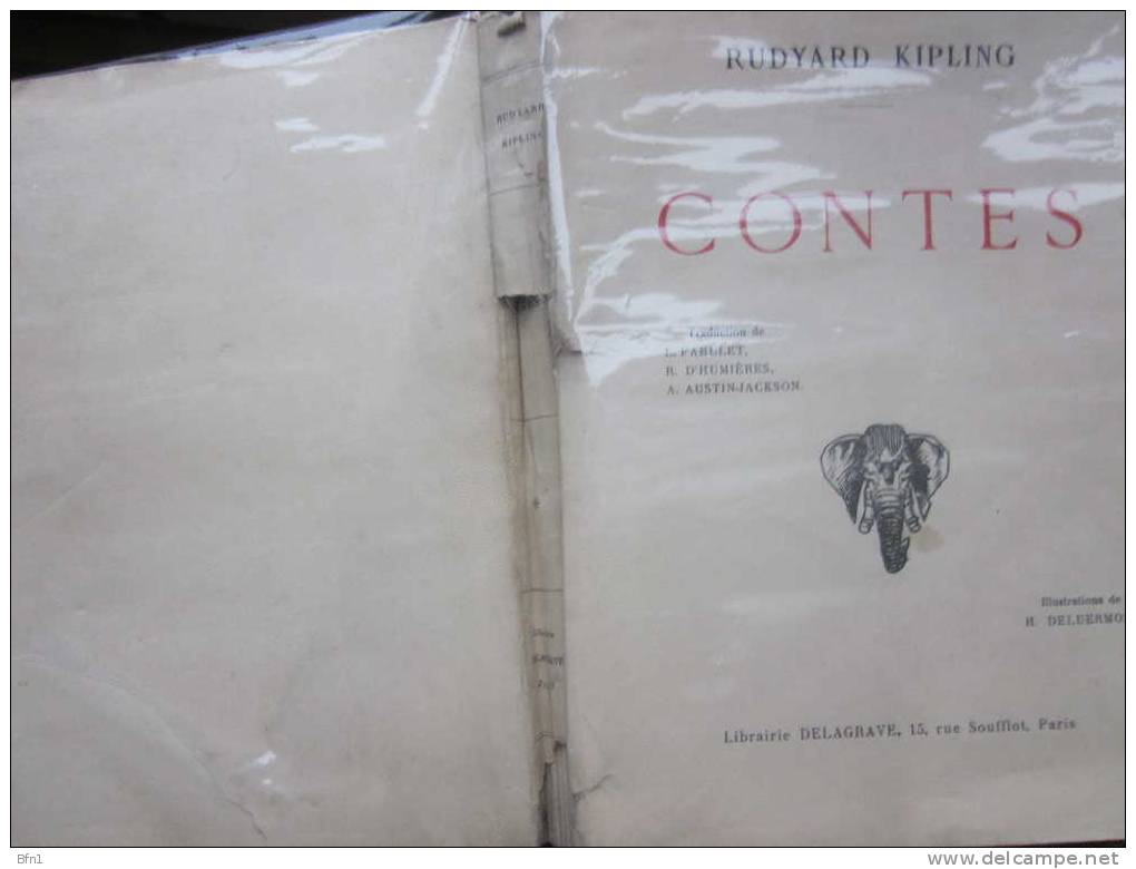 RUDYARD KIPLING - CONTES - ILLUSTRATIONS DE H. DELUERMOZ--LIVRE DE PRIX 1937 - Libri Antichi