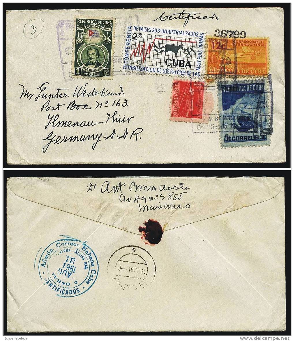 A919) Kuba Cuba R-Brief Von Marianao 31.8.1961 Nach Ilmenau / East Germany - Sonstige & Ohne Zuordnung