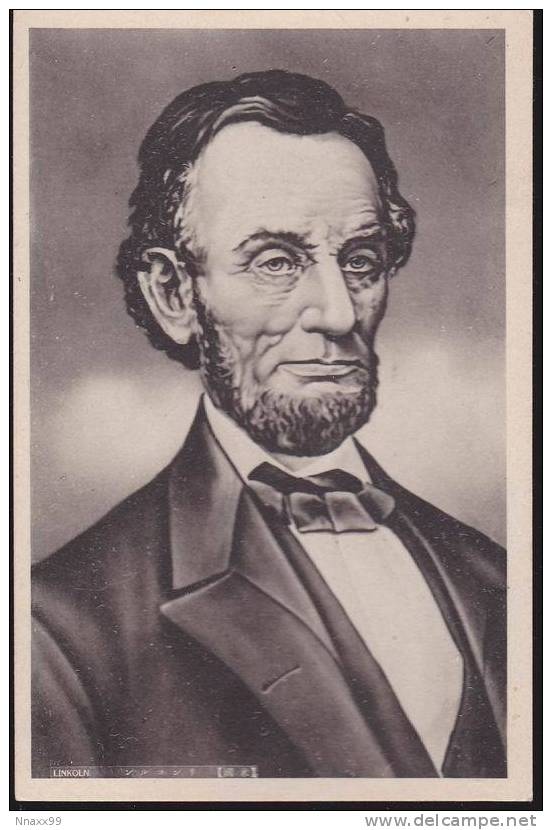 USA - President Abraham Lincoln, Japanese Vintage Postcard, 1920~30s - Presidentes