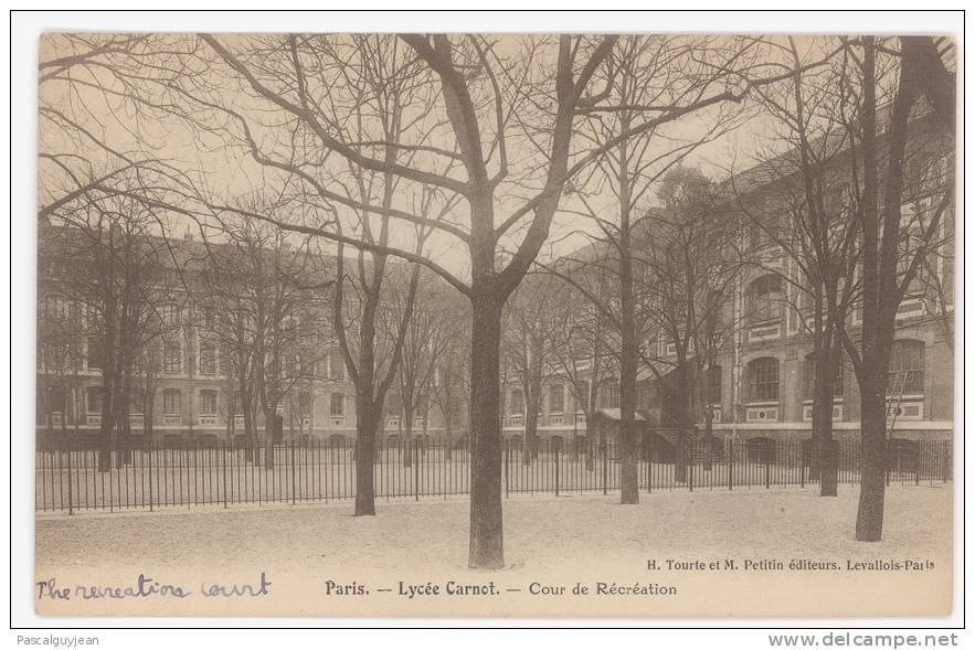 CPA PARIS - LYCEE CARNOT - COUR DE RECREATION - Education, Schools And Universities