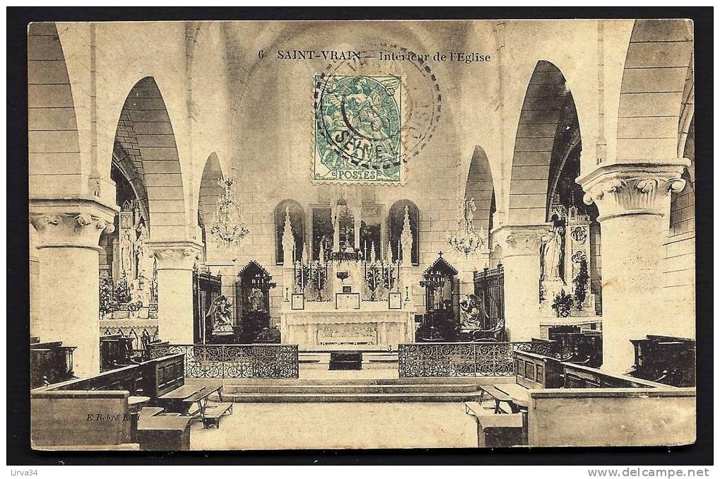 CPA  ANCIENNE- FRANCE- SAINT-VRAIN (91)- INTERIEUR DE L'EGLISE EN GROS PLAN- - Saint Vrain