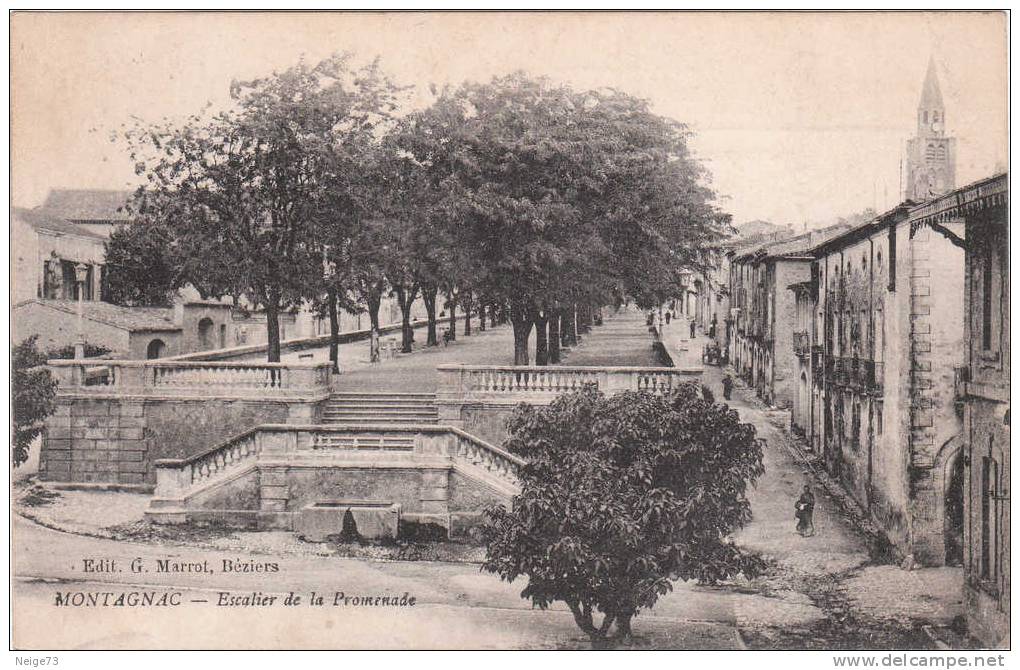 Cpa Du 34 - Montagnac - Escalier De La Promenade - Montagnac