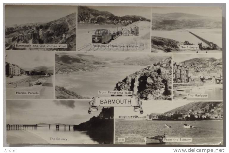 BARMOUTH Wales - 1965 Vintage Multiview Real Photo Postcard ESTUARY -PANORAMA RPPC - Merionethshire