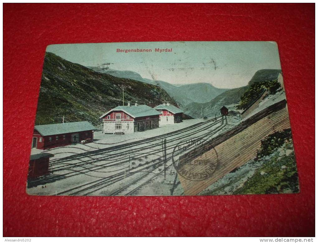 Norge Norway , Bergen - Bergens Banen Myrdal "Bahnhof Stazione Gare" 1909 - Norvège