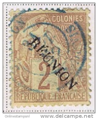 Reunion 1891 , Yv  18, Maury  18, Type A, Reunion Avec Accent, Oblitéré Bleu - Gebraucht
