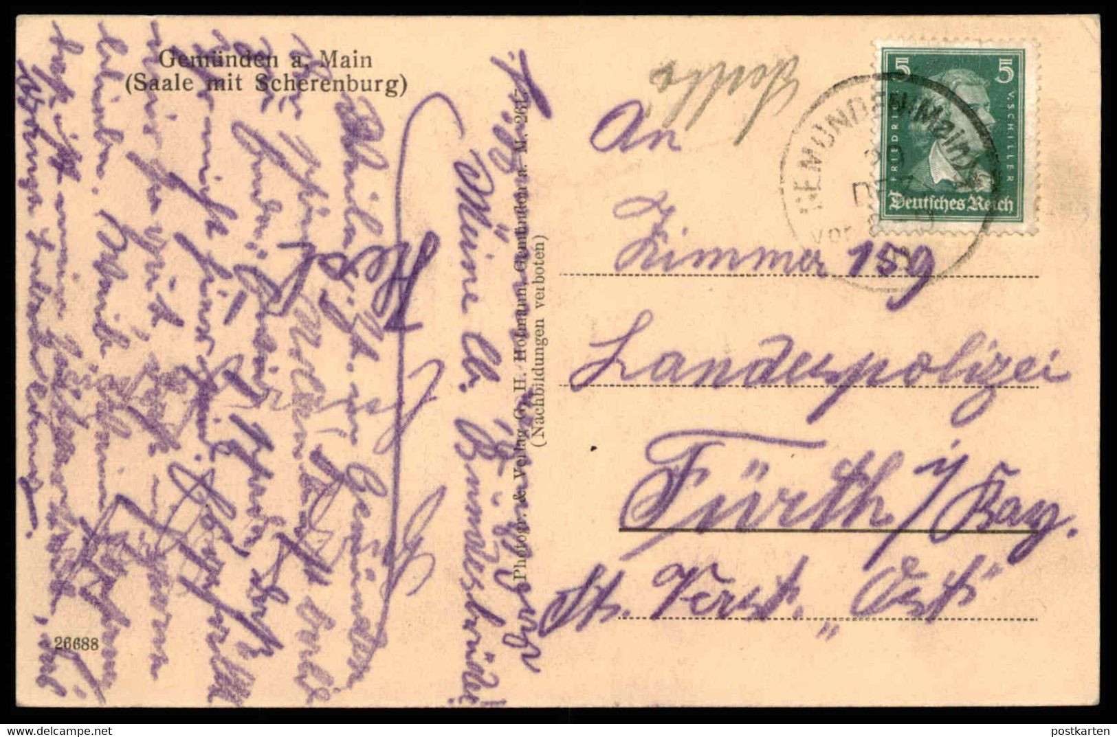 ALTE POSTKARTE GEMÜNDEN AM MAIN SAALE MIT SCHERENBURG Ansichtskarte AK Cpa Postcard - Gemünden