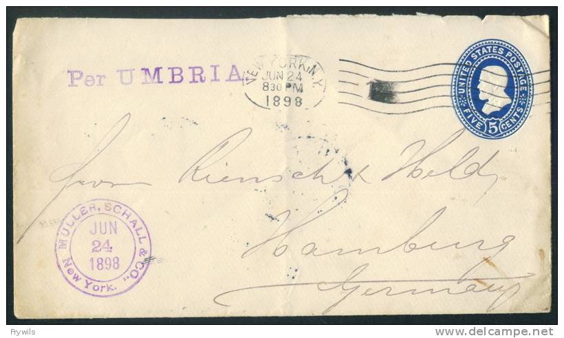 1898, 5cent U.S Cover, Sent Via S.S Umbria Steamship, Nice Item - ...-1900