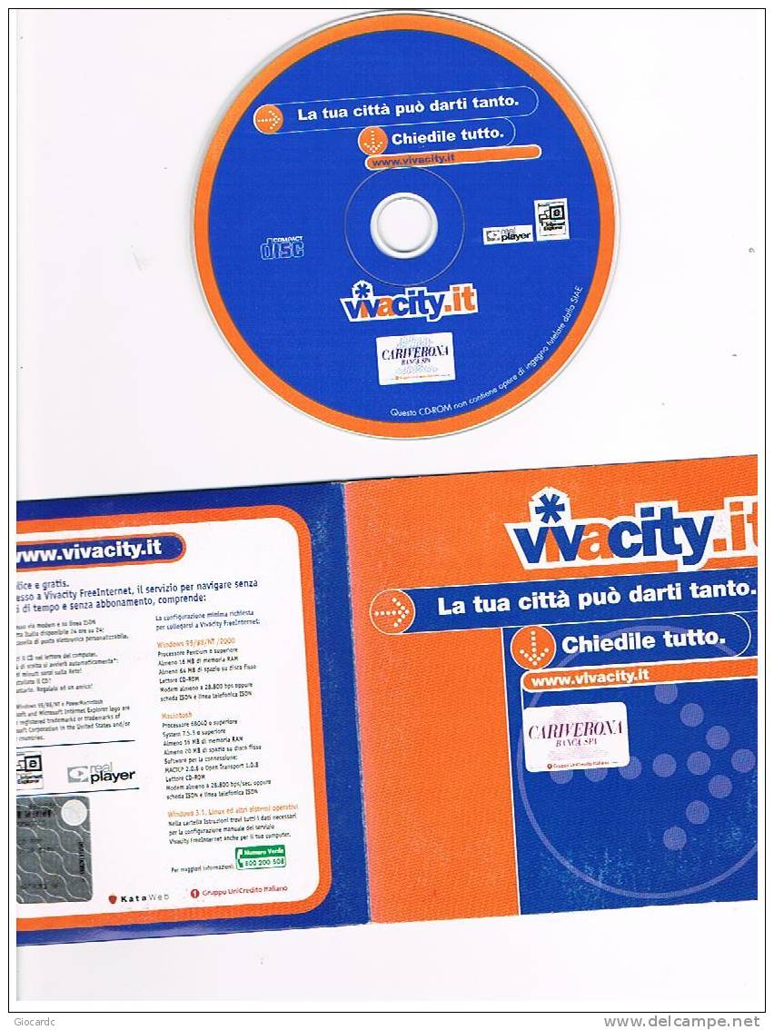 KIT DI CONNESSIONE A INTERNET - CD ROM - VIVACITY.IT CARIVERONA BANCA (OMAGGIO KATAWEB) - Kit De Conección A Internet