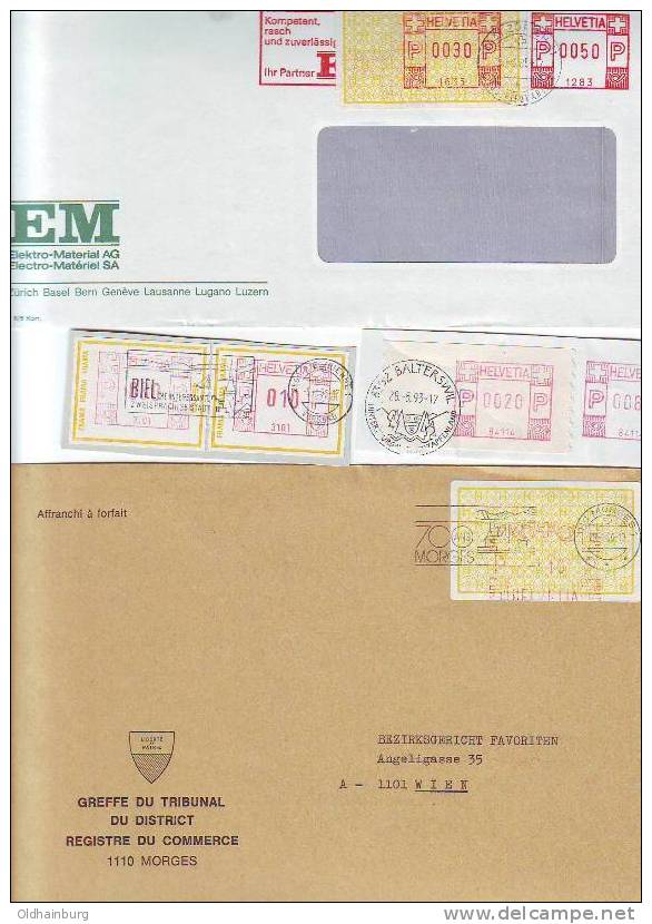 133d: Spezialsammlung Schweiz- Schalterfreistempel Briefe - Automatenmarken