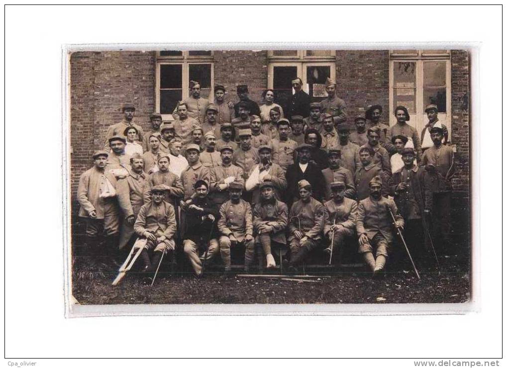 27 LE NEUFBOURG Guerre 1914-18, Carte Photo, Hopital Militaire, Temporaire, Soldats Blessés, Groupe, Beau Plan, 1916 - Le Neubourg