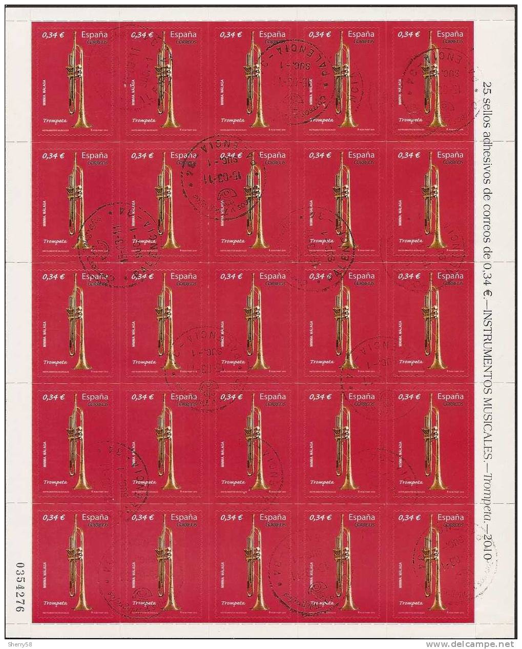 2010-ED. 4549 EN MINIPLIEGO-INSTRUMENTOS MUSICALES.TROMPETA-USADO - Feuilles Complètes