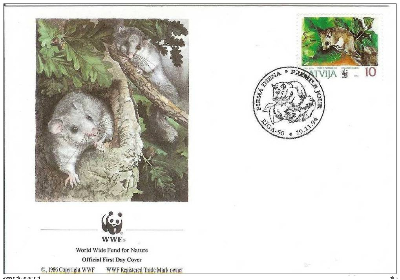 Latvia 1994 WWF W. W. F. Fauna Rodents Edible Dormouse 1994 FDC X 4 - FDC