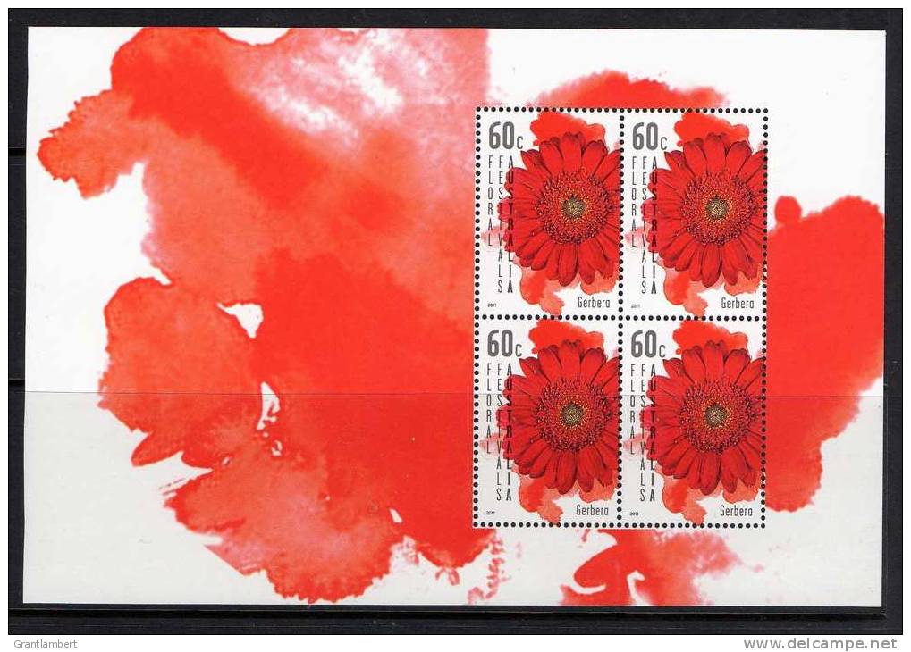 Australia 2011 Floral Festivals 60c Gerbera Block Of 4 Minisheet MNH - Mint Stamps