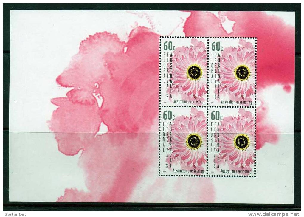 Australia 2011 Floral Festivals 60c Australian Everlasting Block Of 4 Minisheet MNH - Ungebraucht