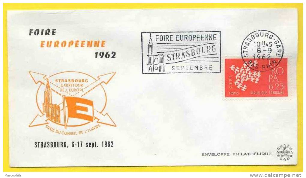 STRASBOURG - FOIRE EUROPEENNE - CATHEDRALE  / 1962 OB. MECANIQUE ILLUSTREE SUR LETTRE (ref 265) - Storia Postale