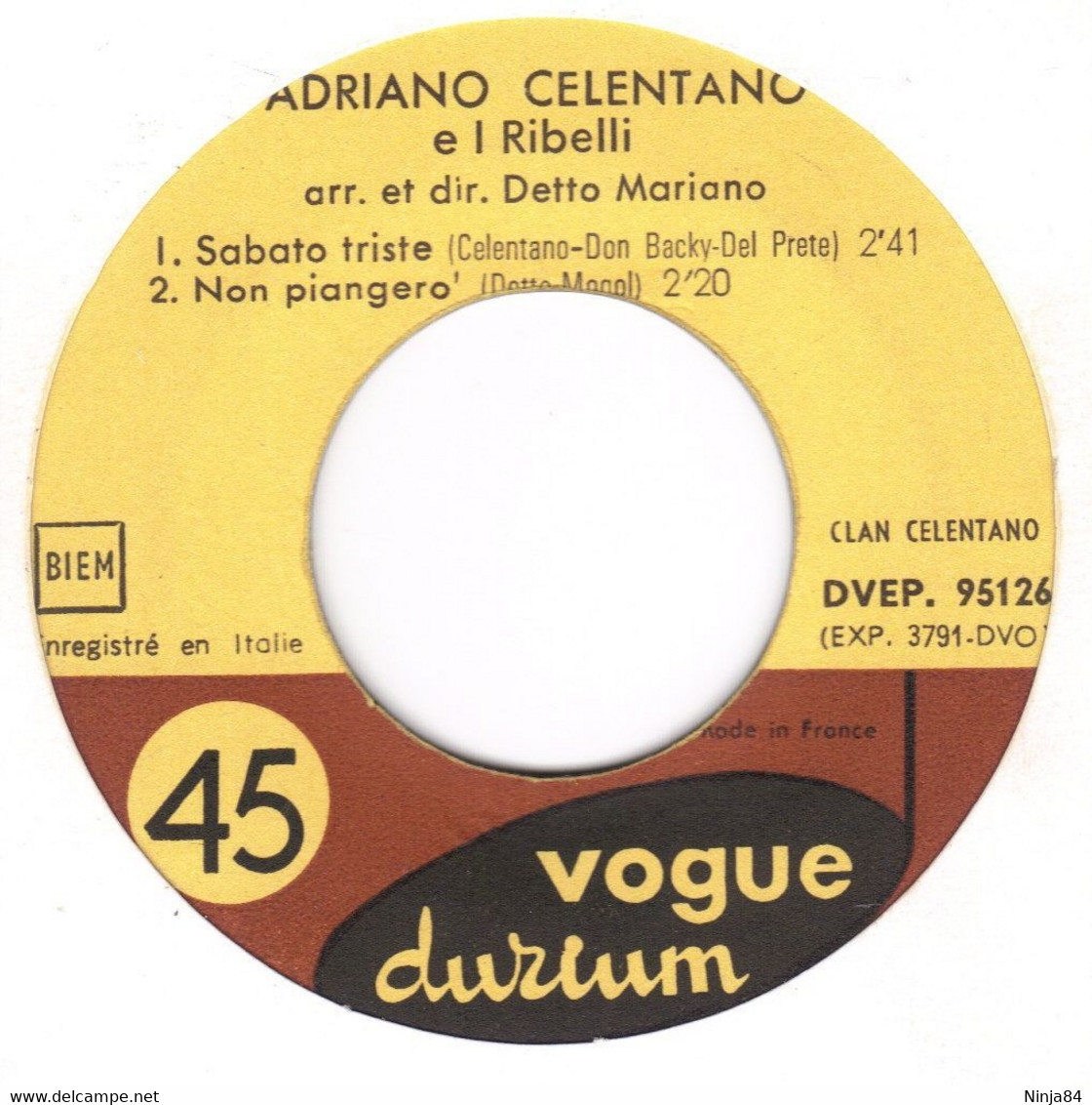 EP 45 RPM (7")  Adriano Celentano  "  Sabato Triste  " - Sonstige - Italienische Musik
