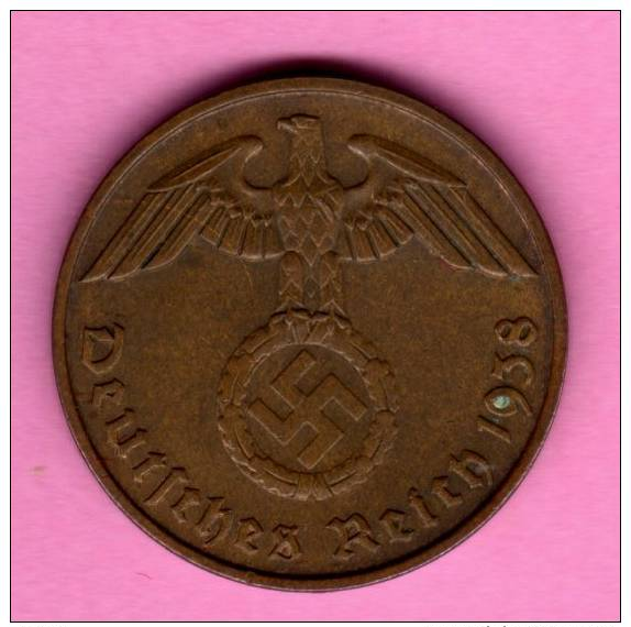 Tercer Reich / 3rd Reich / 3.Reich  **   2 Reichspfennig 1938 D **   KM#90  ALEMANIA GERMANY DEUTSCHLAND - 2 Reichspfennig