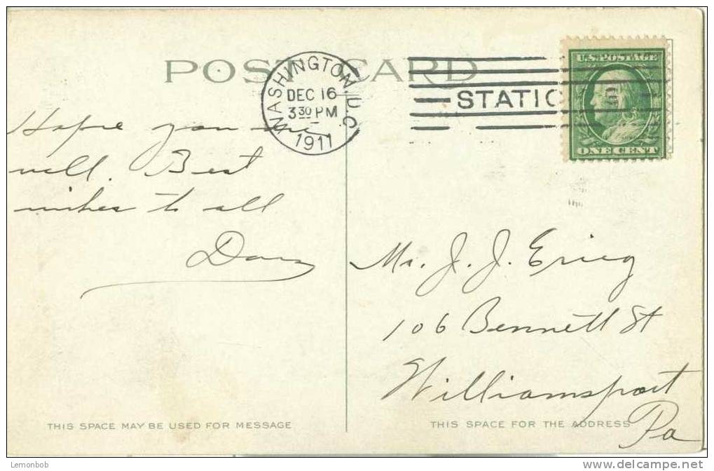 USA – United States – Post Office, Washington D.C. 1911 Used Postcard [P3574] - Washington DC