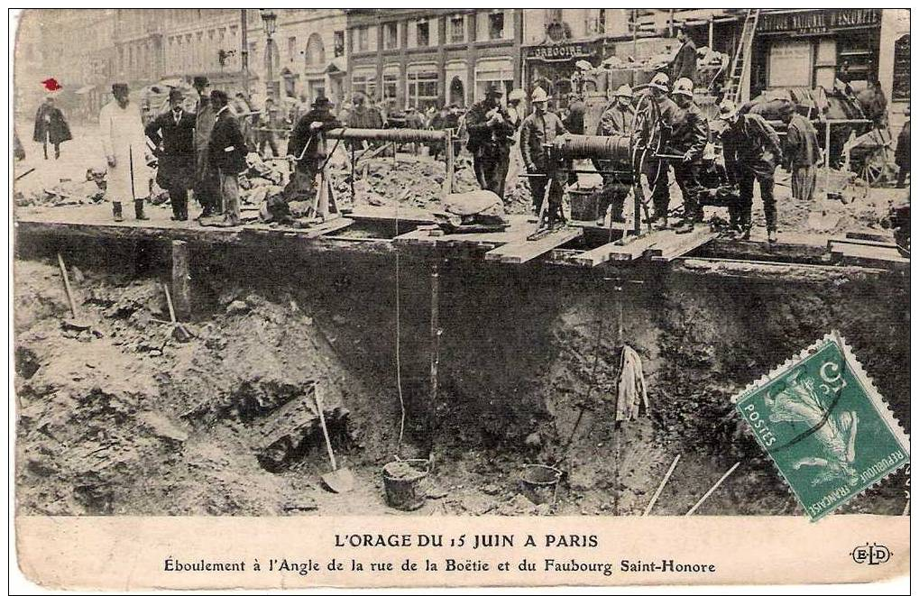 CP65- 75- L´Orage Du 15 Juin à Paris - Eboulement à L´angle De La Rue De La Boétie Et Du Faubourg Saint-Honoré - Other & Unclassified