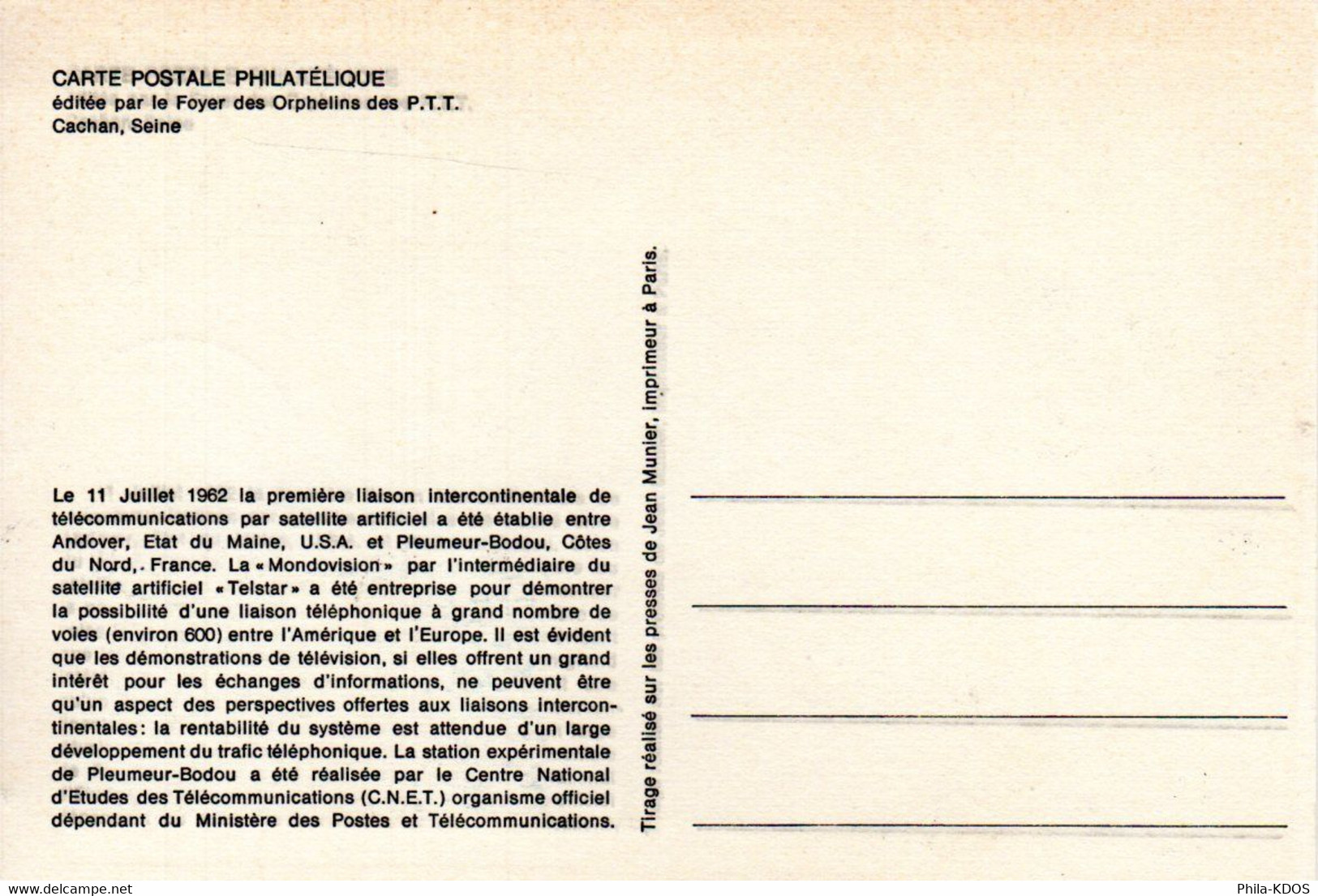 &#9989; " 1ère LIAISON DE TELEVISION PAR SATELITTE " Sur Carte Maximum De 1962 N° YT 1361 En Parfait état. CM - Europe