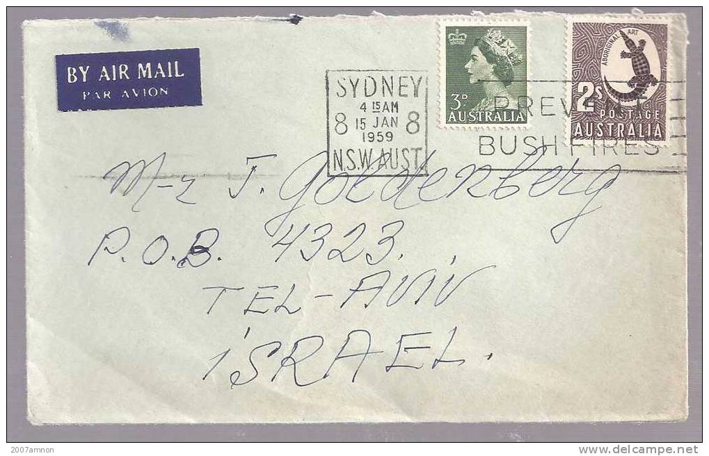 AUSTRALIA 1959 SYDNEY COVER TO ISRAEL - Cartas & Documentos
