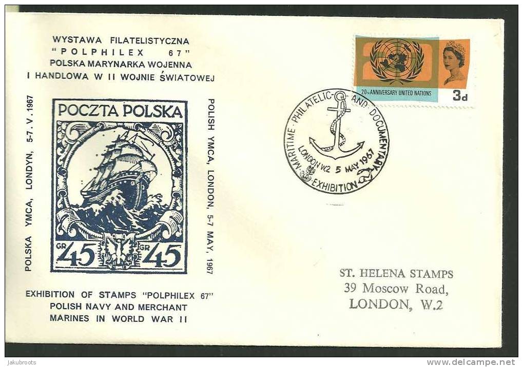 POLPHILEX  67. EXHIBITION OF STAMPS -POLISH NAVY AND MRCHANT MARINES . - Government In Exile In London