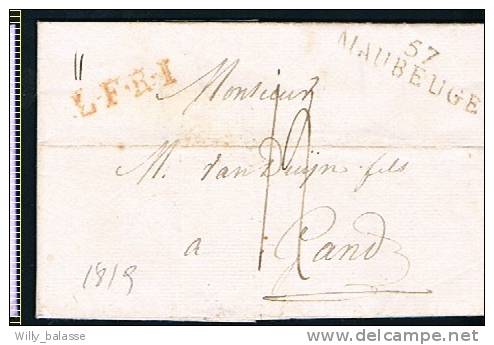 France Precurseur 1819 Lettre 57/MAUBEUGE + L F R I + 12 Pour Gand - Sonstige & Ohne Zuordnung