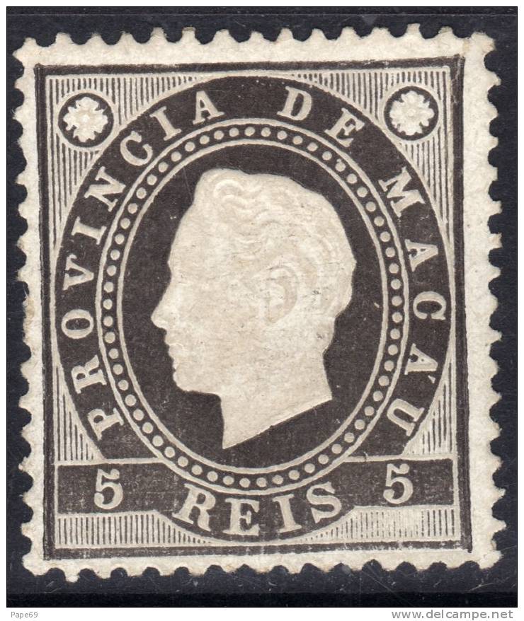 Macao N° 32 (.) (A) 5 R. Noir Dentelé 12.50 Neuf Sans Gomme Sinon  TB - Unused Stamps