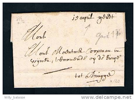 Belgique Precurseur 1716 Lettre Datee De Gand Avec Manuscrit "15 April Gendt" Pour Bruges - 1714-1794 (Pays-Bas Autrichiens)