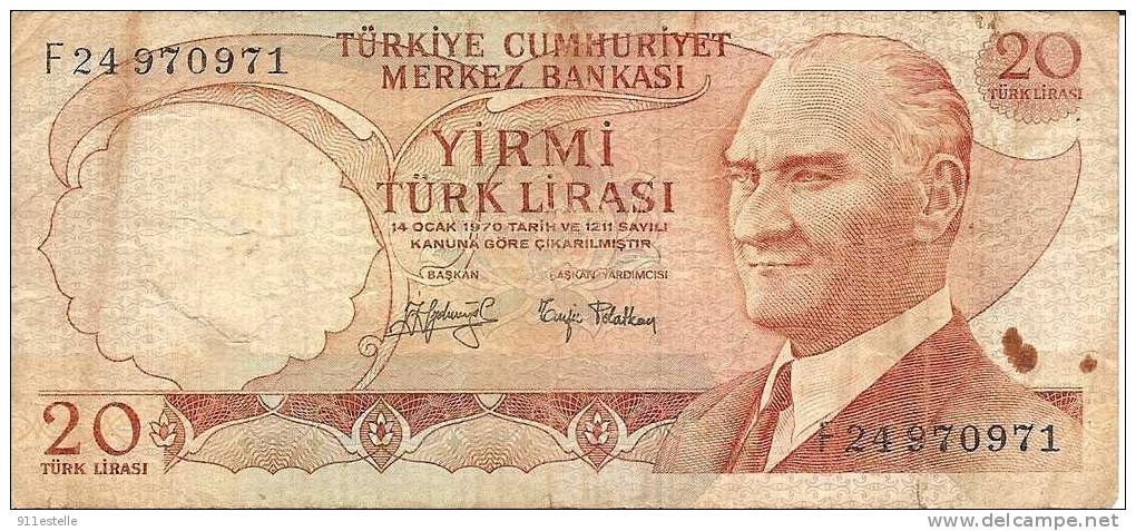 20 TURK LIRASI  De 1970 - Turquie