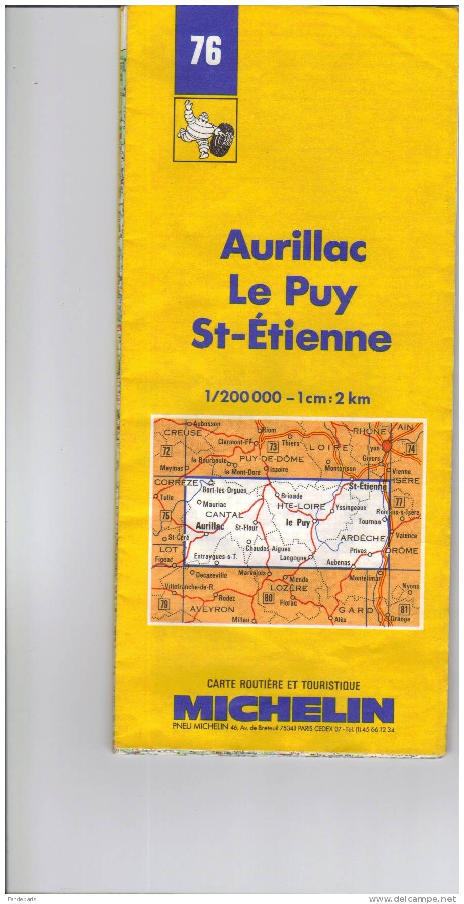 CARTES ROUTIERES  // FRANCE  //   AURILLAC-LE PUY-ST-ETIENNE /  MICHELIN    / N° 76 - Roadmaps