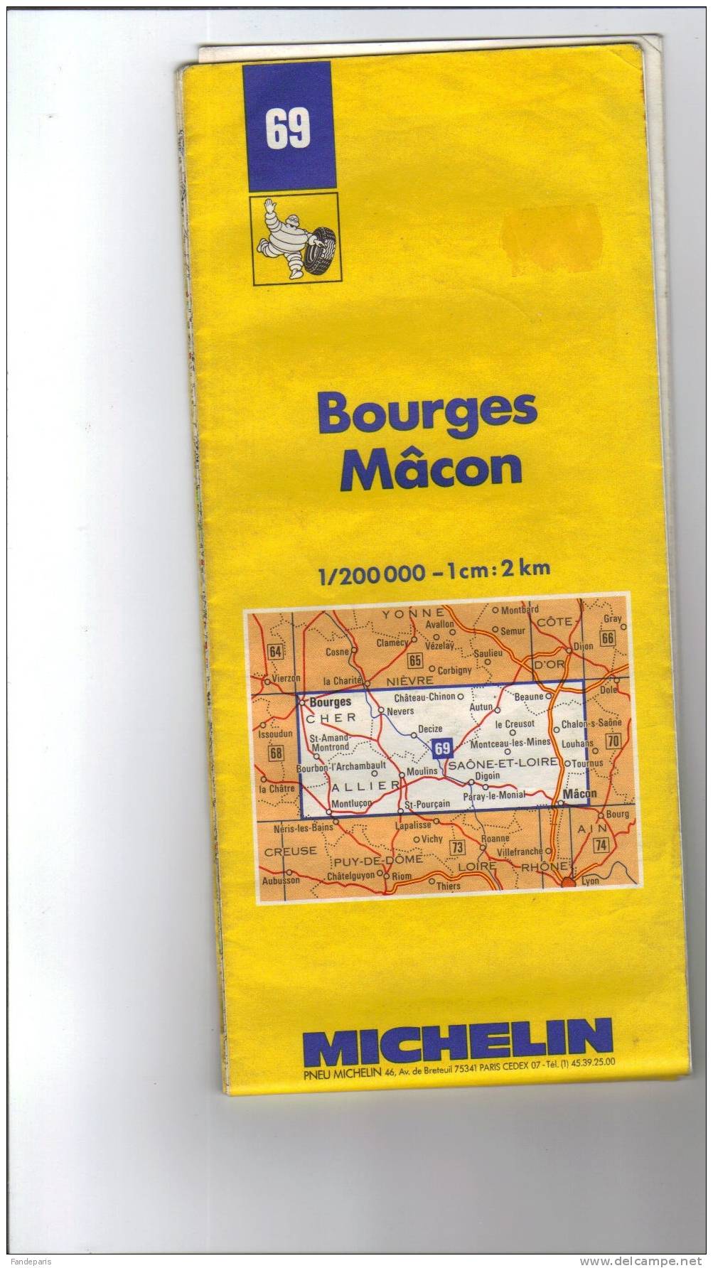 CARTES ROUTIERES  // FRANCE  //   BOURGES - MACON  / MICHELIN  / N° 69 - Wegenkaarten