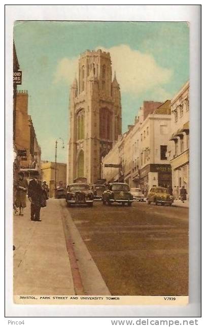 REGNO UNITO BRISTOL PARK STREET AND UNIVERSITY TOWER CARTOLINA FORMATO PICCOLO VIAGGIATA NEL 1959 - Bristol