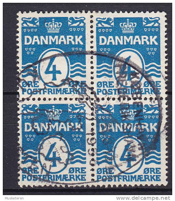 Denmark 1917 Mi. 80    4 Øre Wellenlinien 4-Block ERROR Variety SAVA 80/78 Perf. 14 X 14½  Kugleposten Cds. SCARCE !! - Abarten Und Kuriositäten