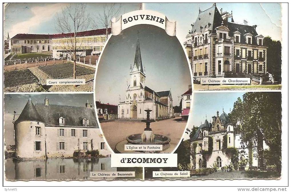 Souvenir D'ECOMMOY-multivues-cours Complémentaire-chateau De Chardonnaux-chateau De Bezonnais-chateau Du Soleil - Ecommoy