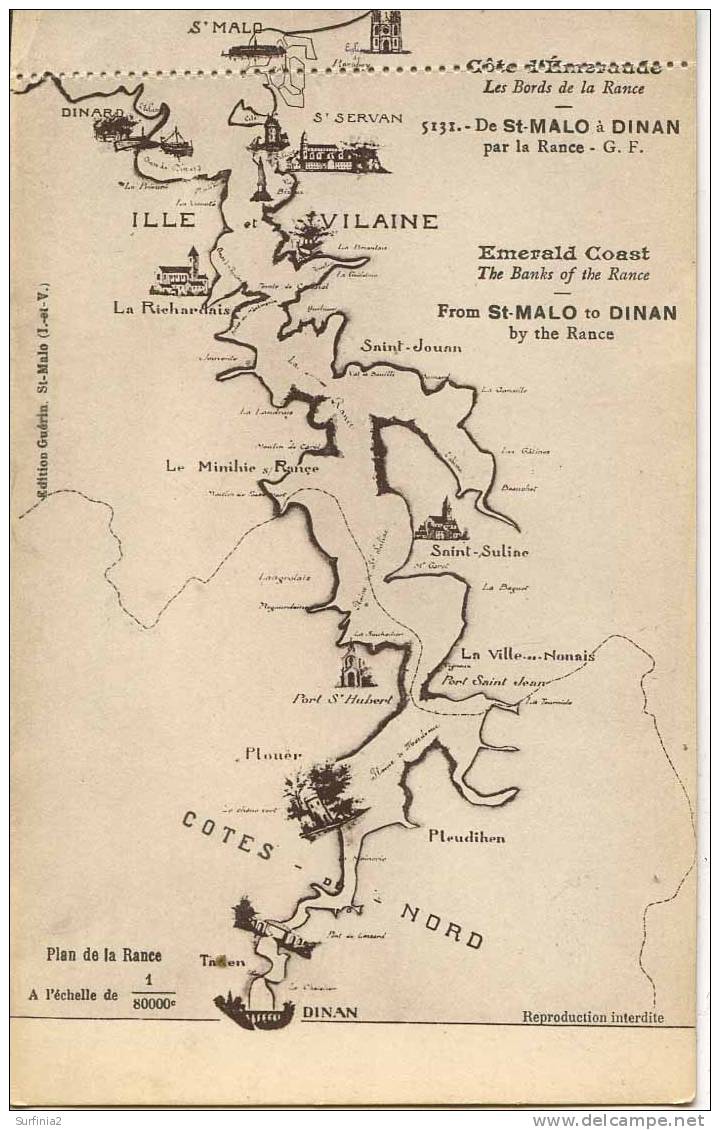 MAP OF THE EMERALD COAST (FRANCE) - ST MALO To DINAN - Mapas