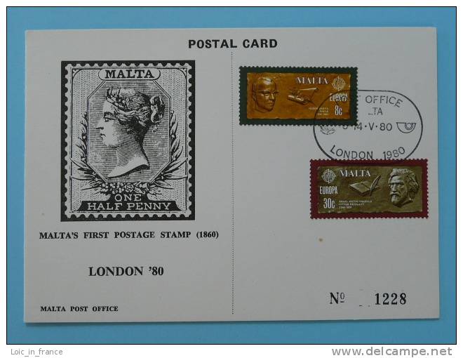 Expo London 1980 Europa Carte Maximum Card Malte Malta - Malta