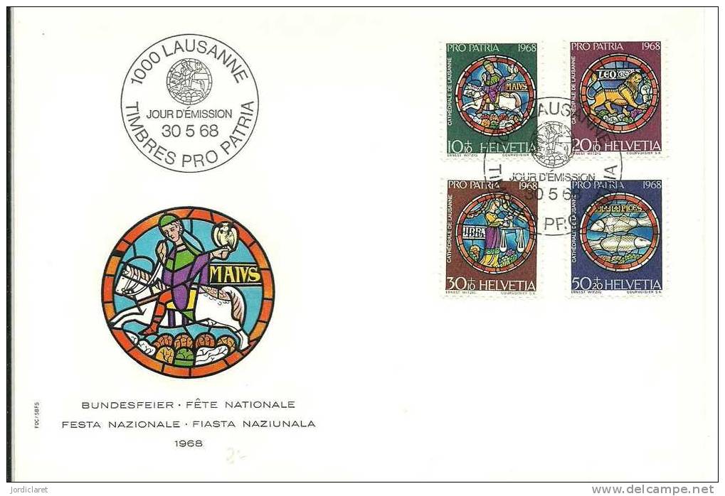 FDC SUIZA 1968 - Verres & Vitraux