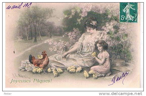 Femme, Enfant Et Poussin - Illustrateur M.M. VIENNE - N° 446 - Vienne